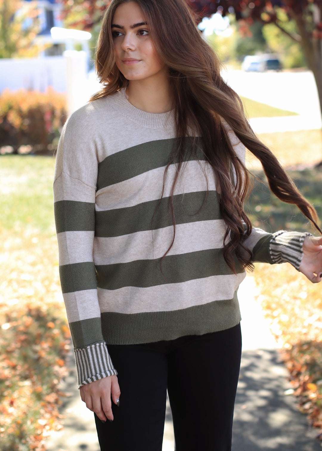 Olive & Oat Stripe Sweater
