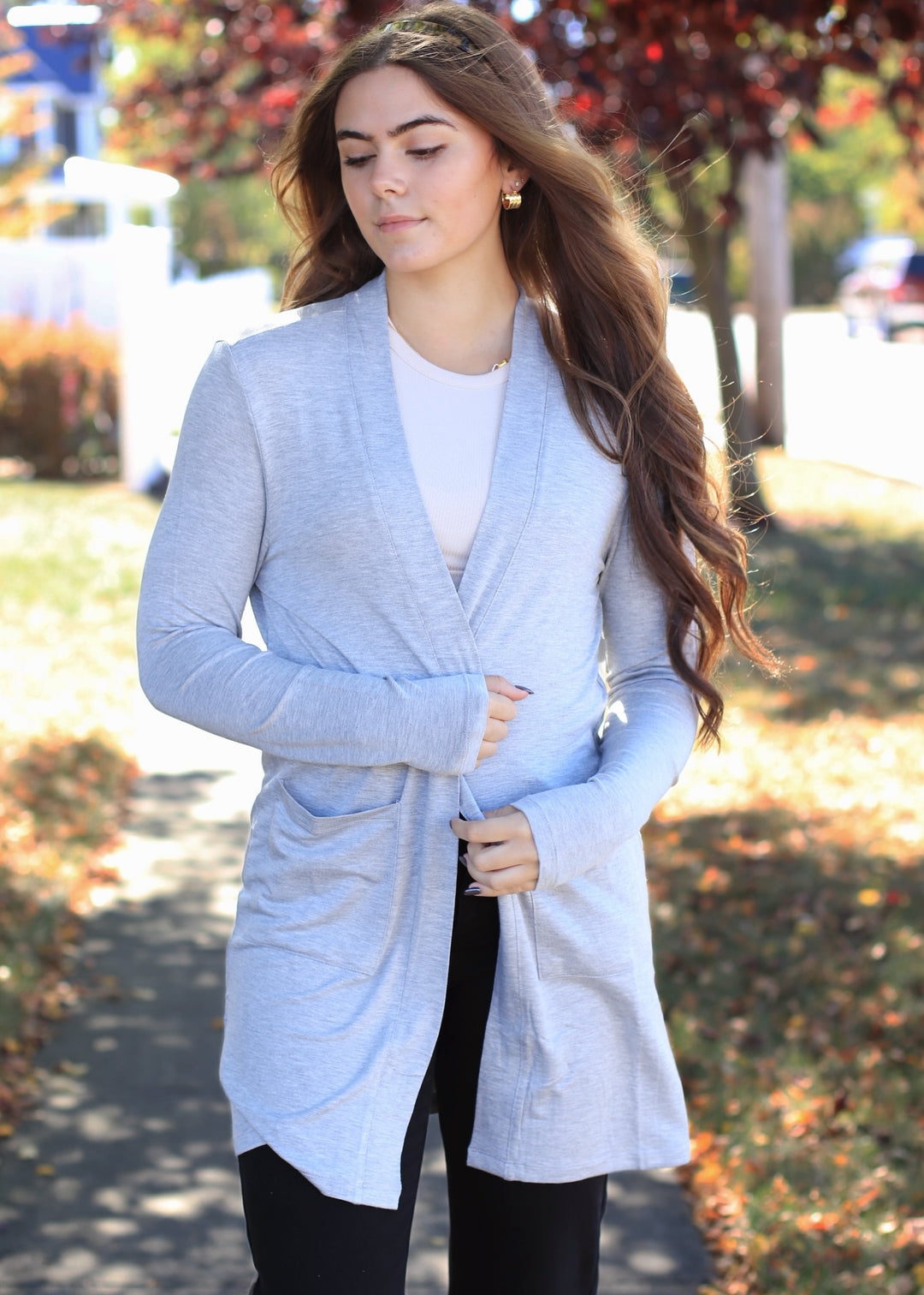 Addy Lounge Open-Front Cardigan in HG