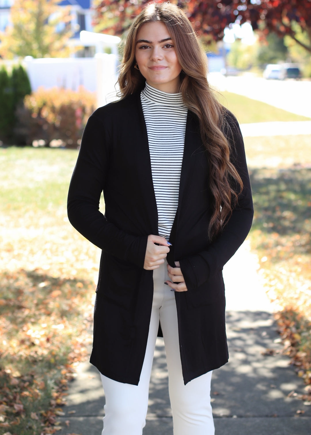 Addy Lounge Open-Front Cardigan in Black
