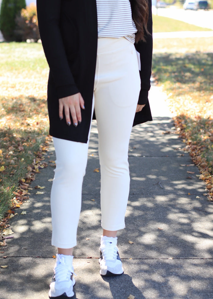 On the Go Ribbed Ribbed Pants in  NATURAL