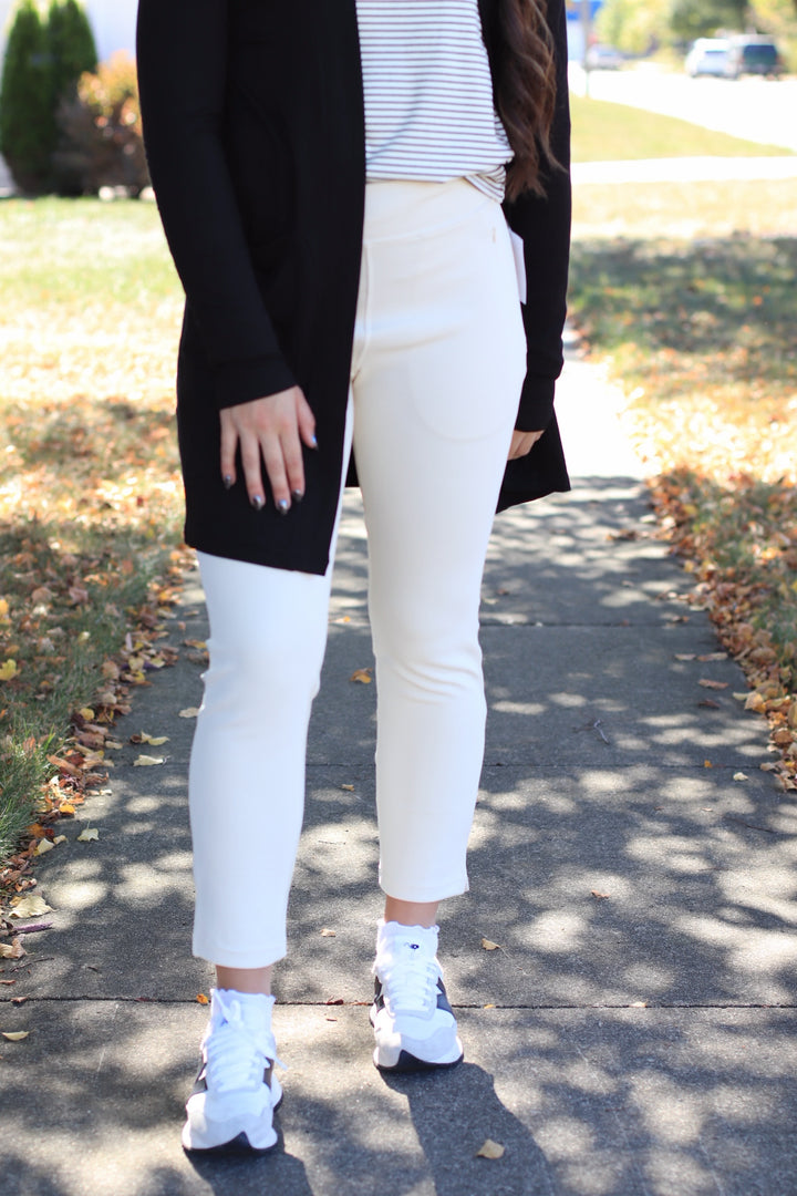 On the Go Ribbed Ribbed Pants in  NATURAL