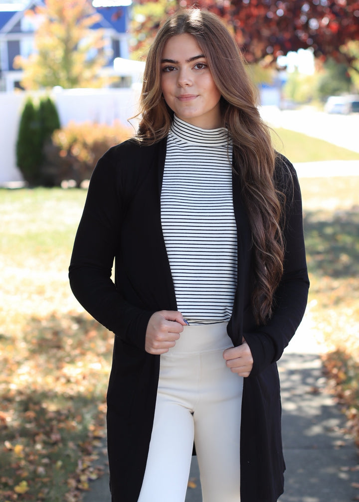 Addy Lounge Open-Front Cardigan in Black