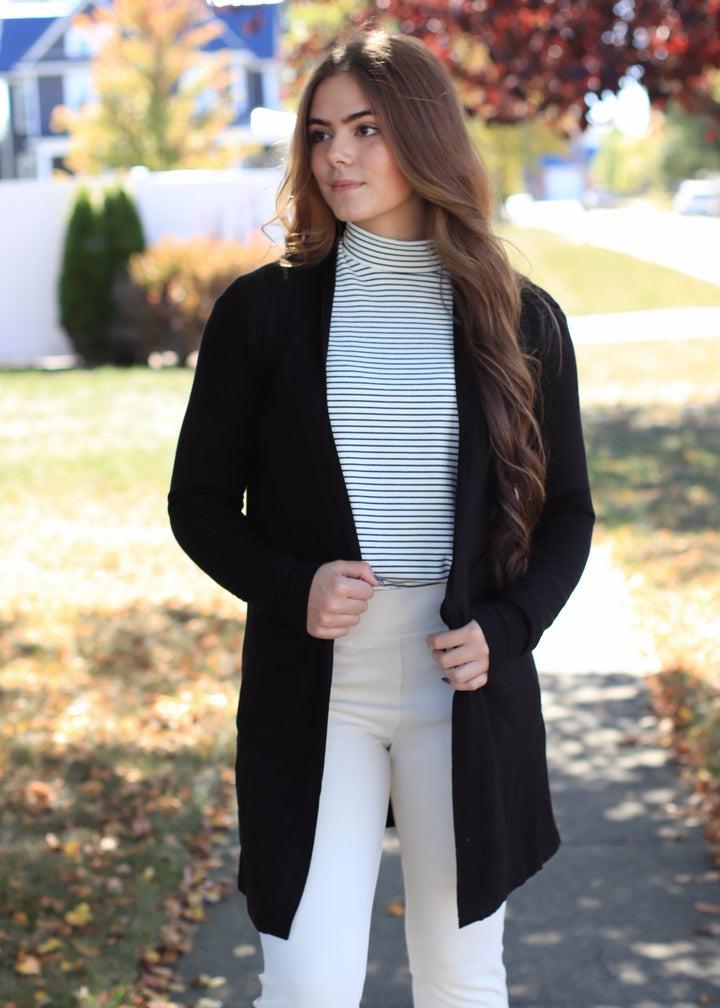 Addy Lounge Open-Front Cardigan in Black