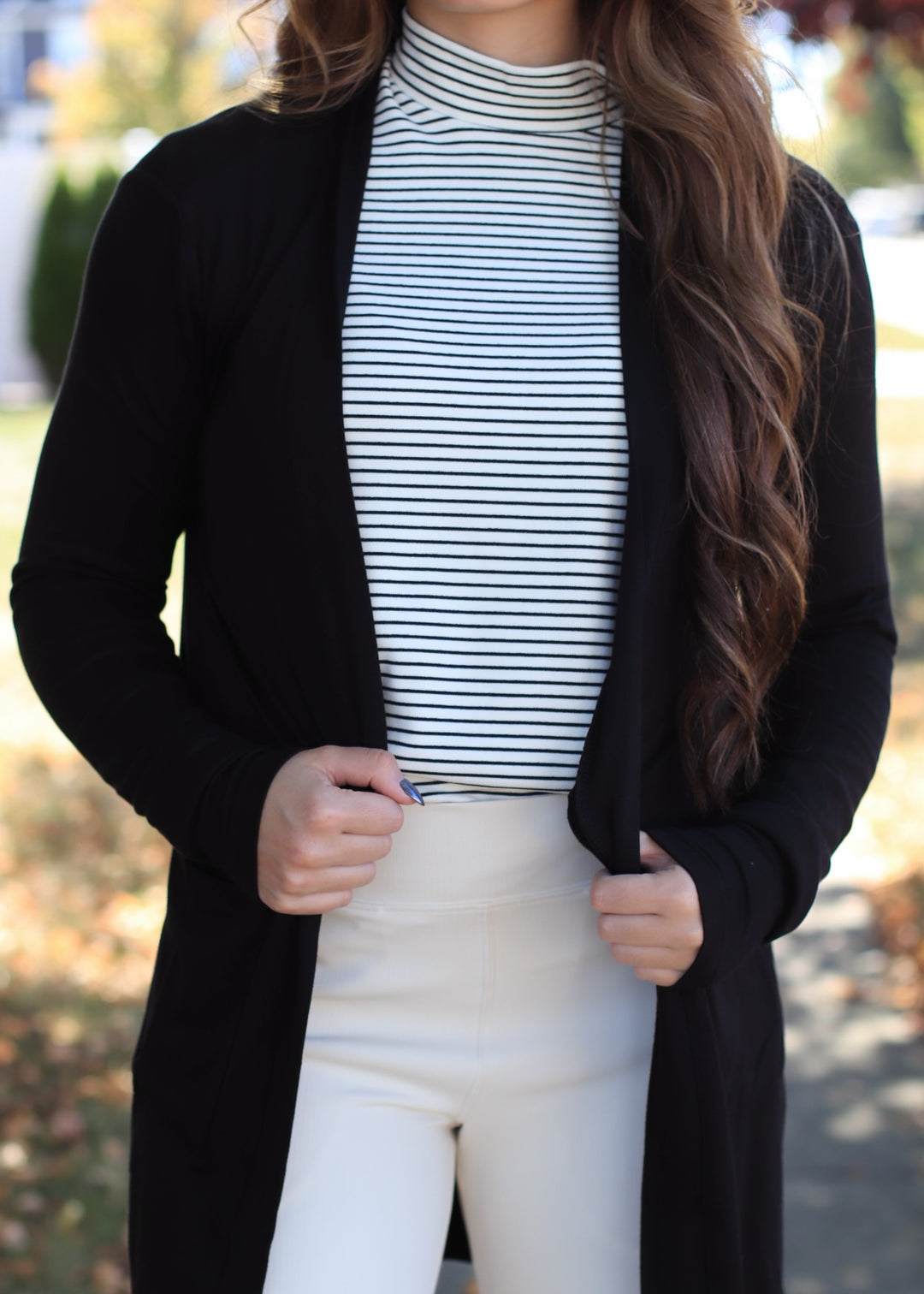 Addy Lounge Open-Front Cardigan in Black