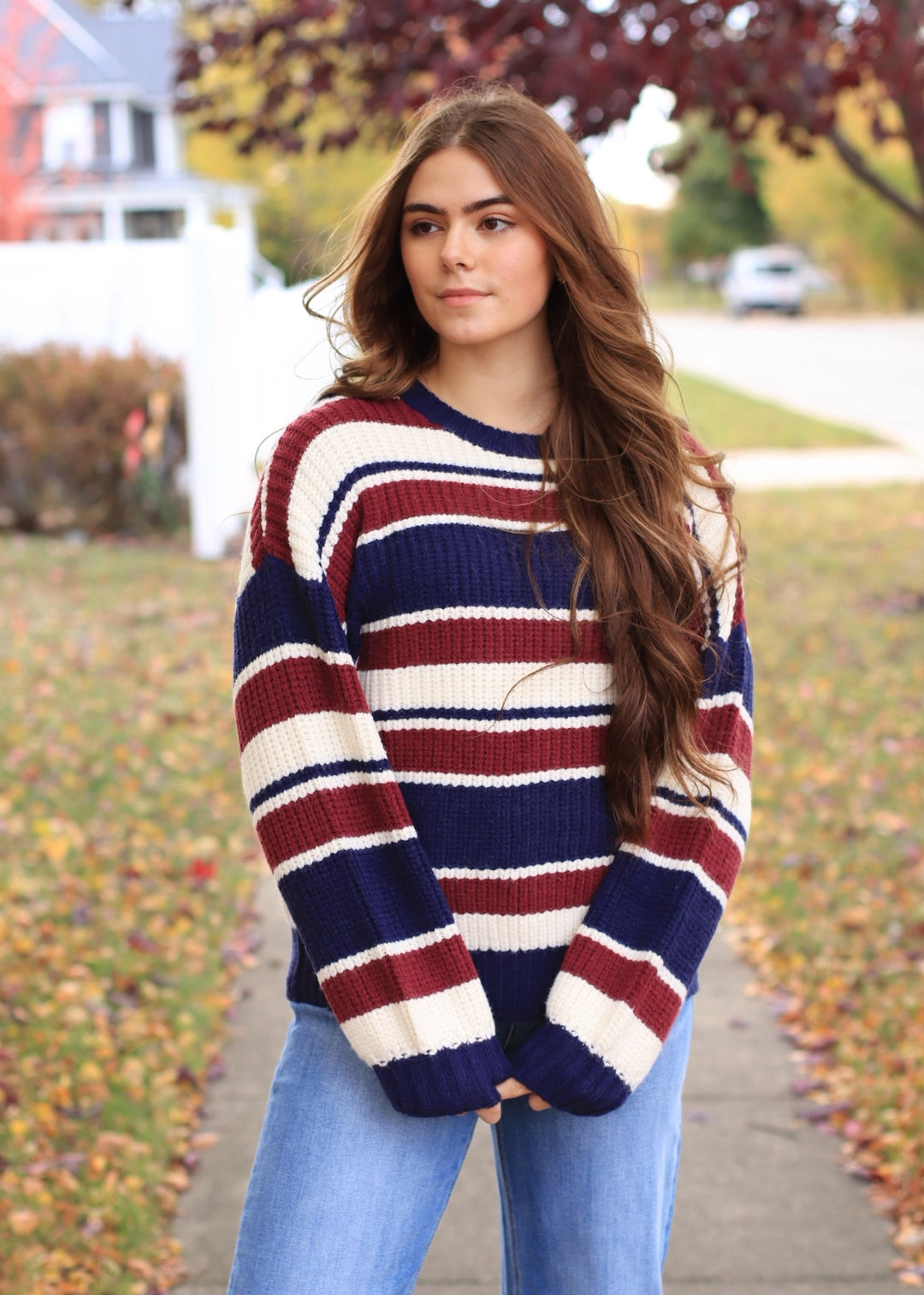 Midnight Wine Stripe Knit Sweater