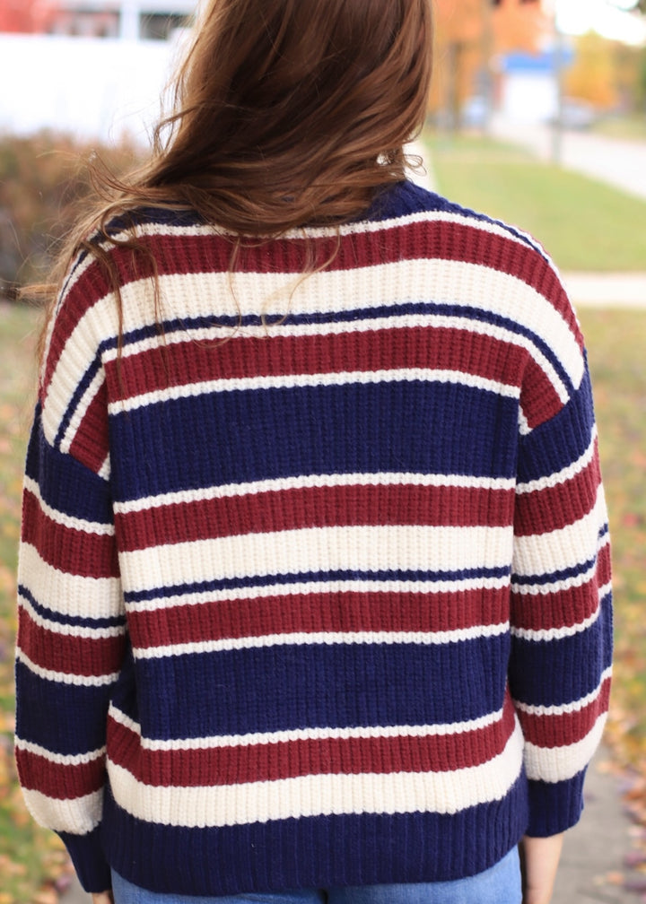 Midnight Wine Stripe Knit Sweater
