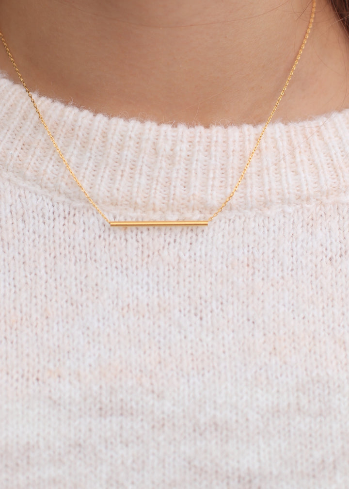 Cylinder Bar Pendant Necklace