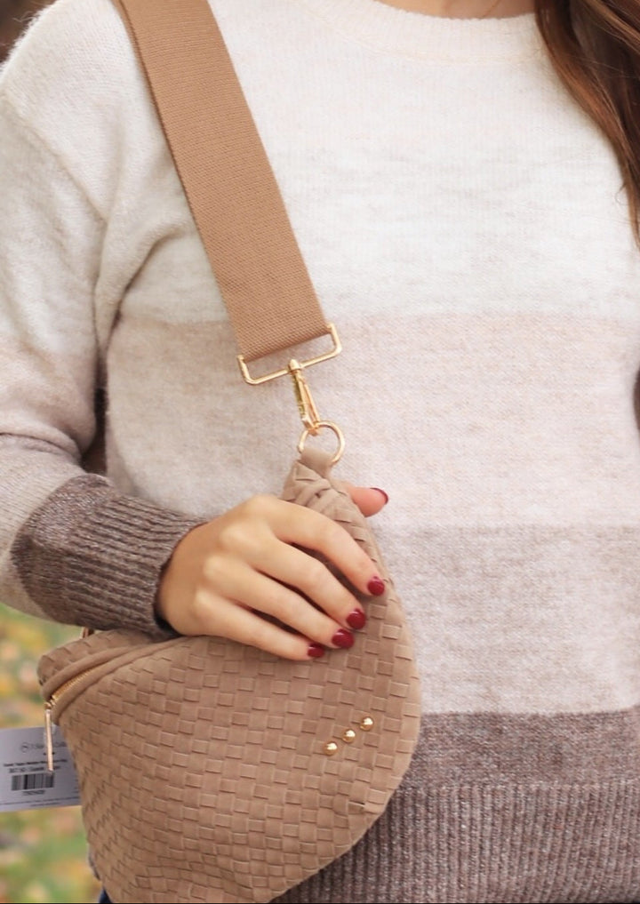 Suede Taupe Westlyn Woven Bum Bag