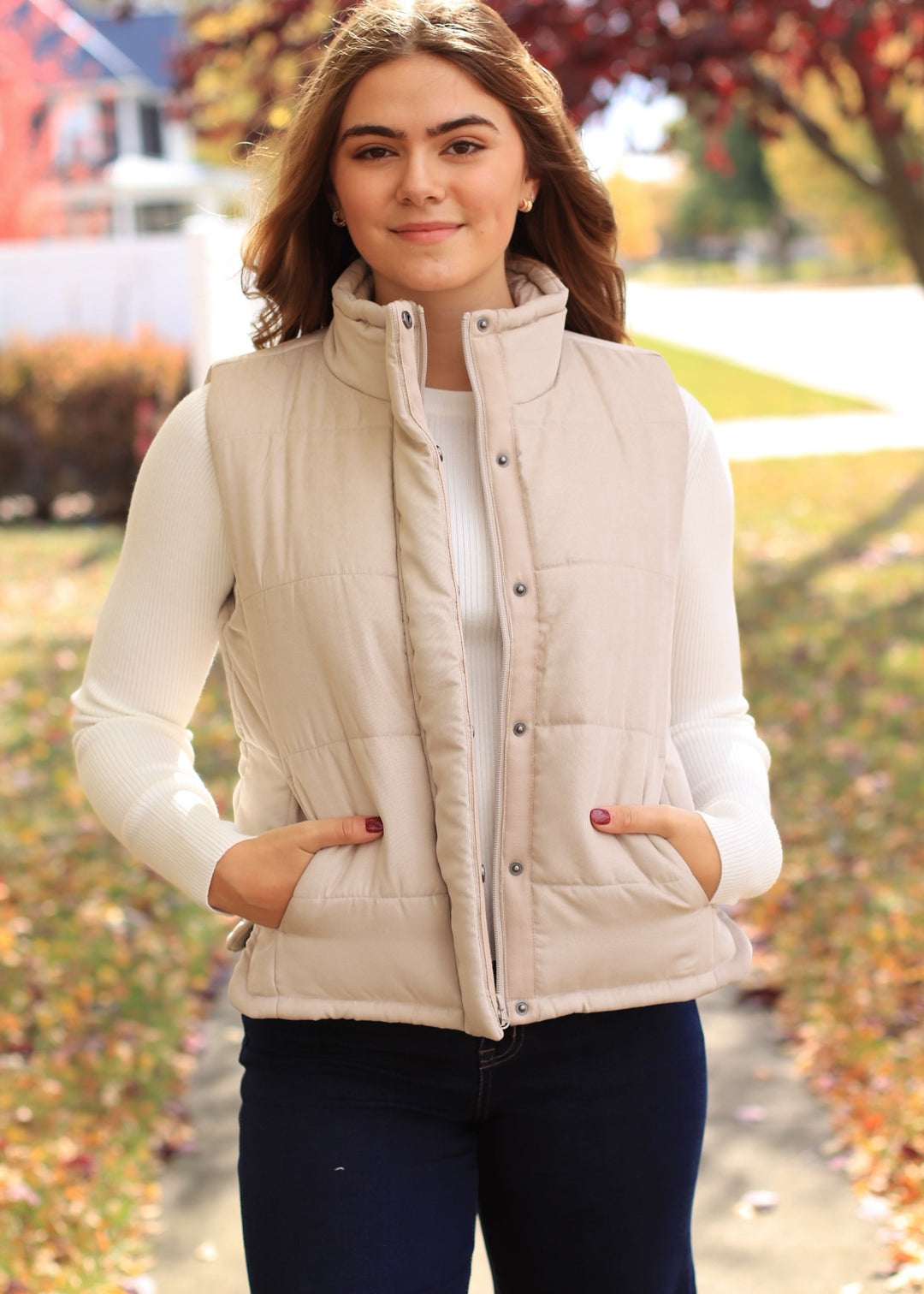 The Peyton Vest in Beige