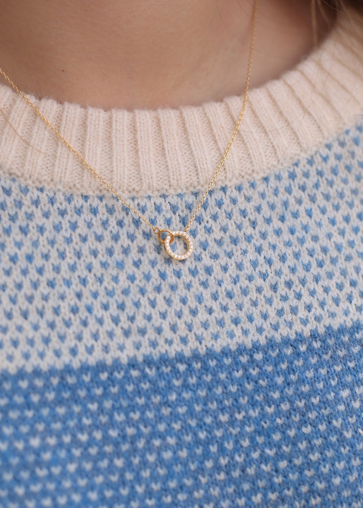 Pave Hoop Pendant Dainty Chain Necklace