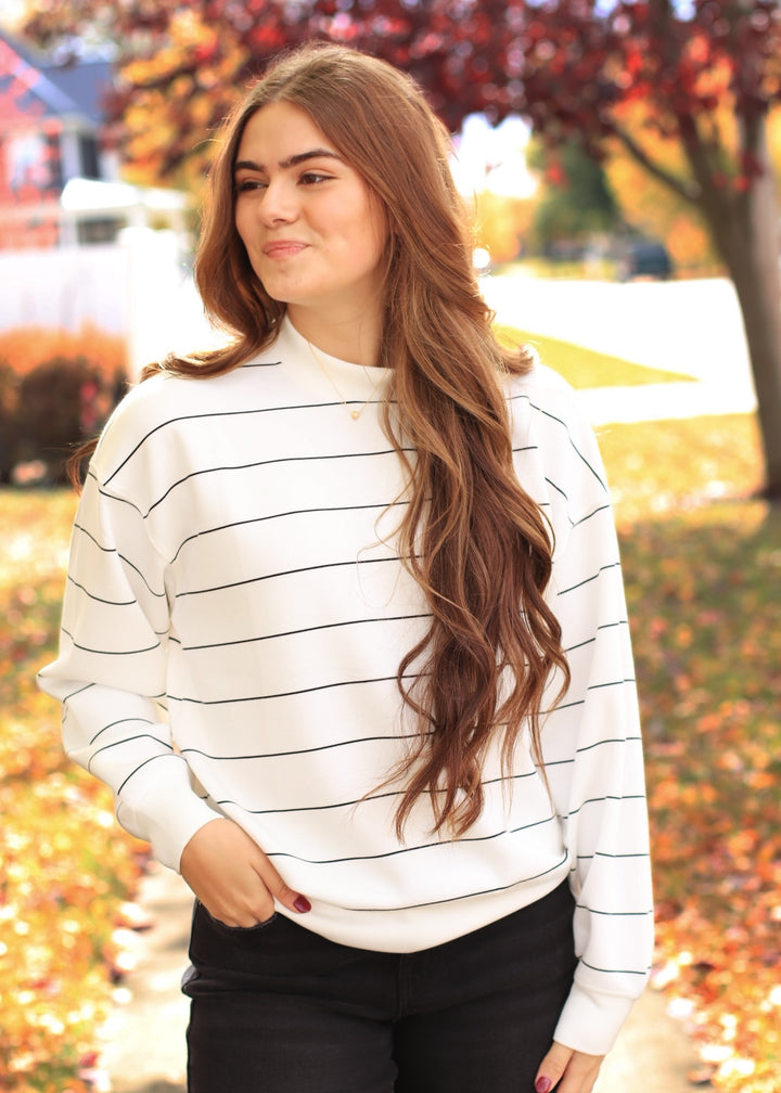 Monet Stripe Top in Black & white