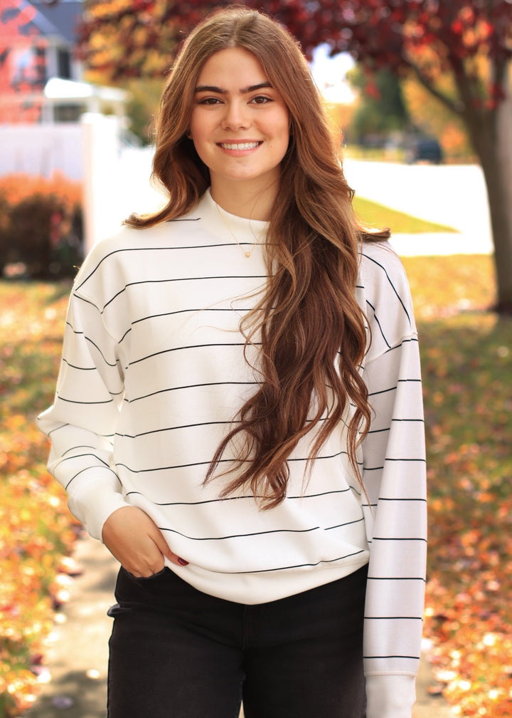 Monet Stripe Top in Black & white