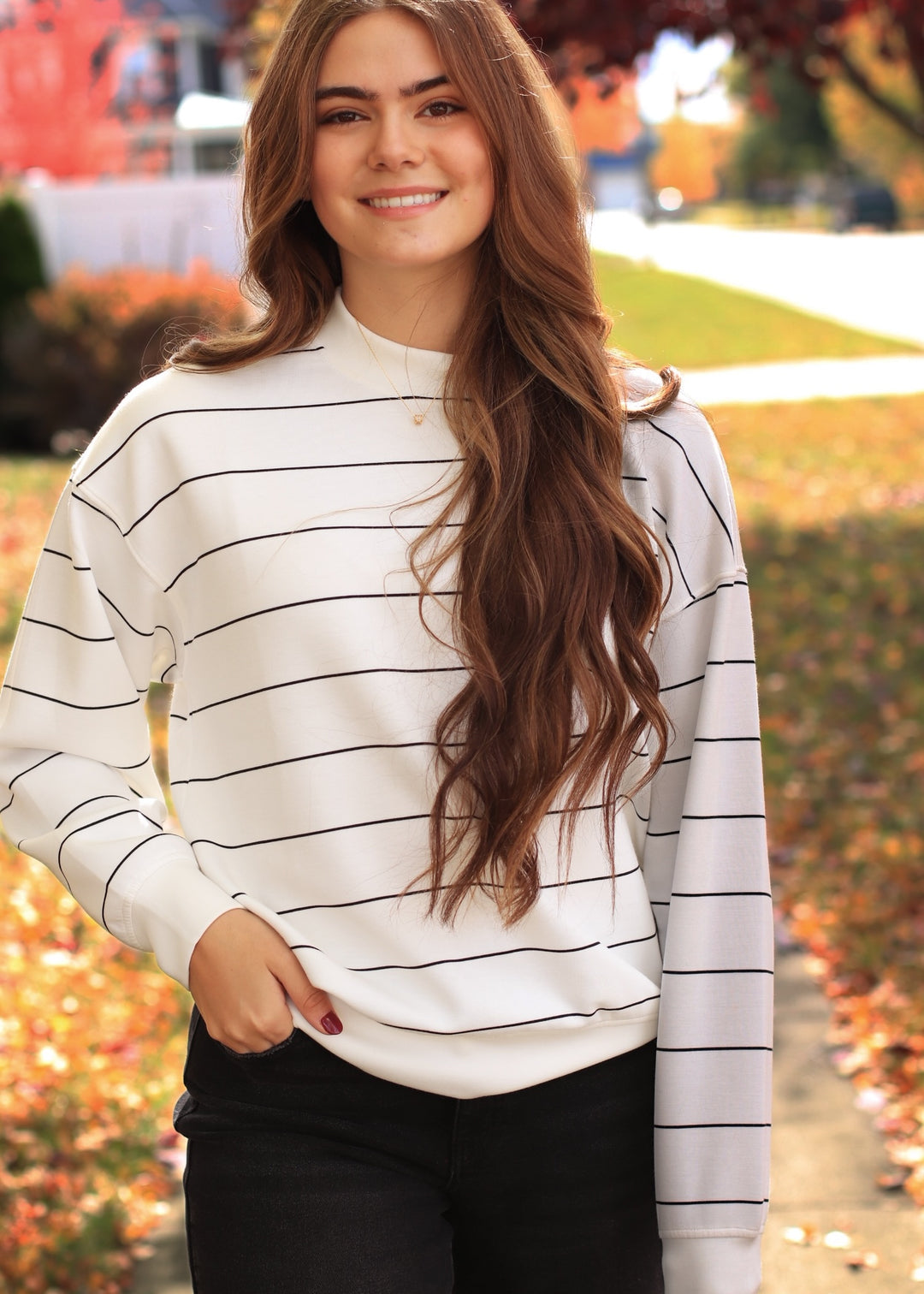 Monet Stripe Top in Black & white