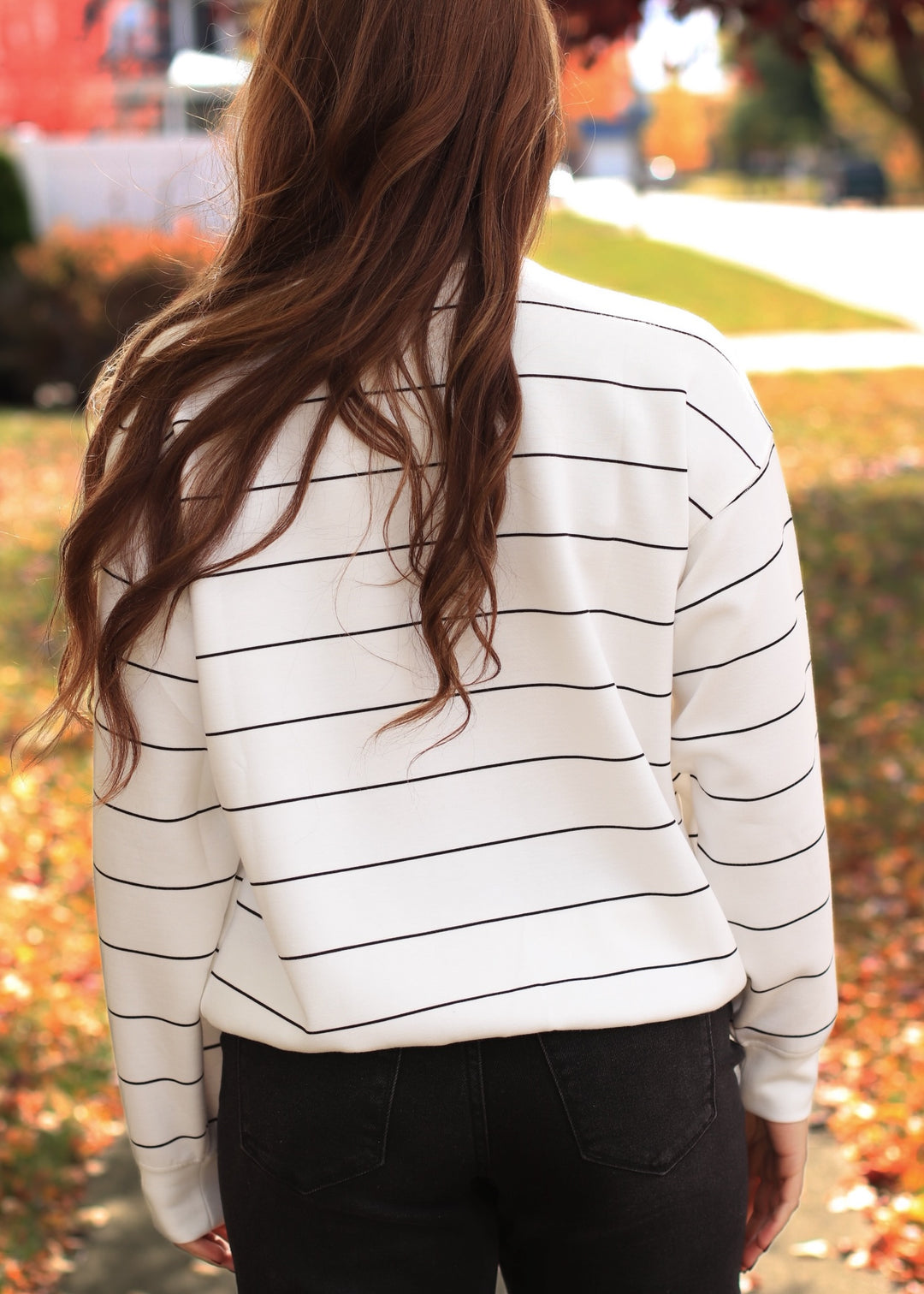 Monet Stripe Top in Black & white