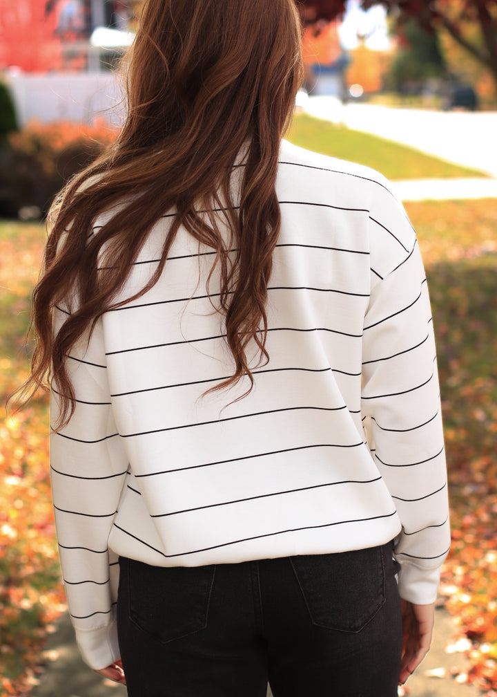 Monet Stripe Top in Black & white