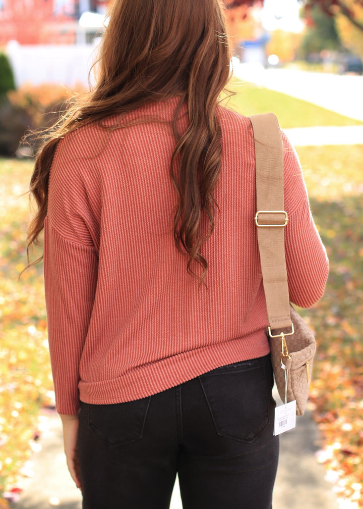 The Routine Ribbed Top in Rust