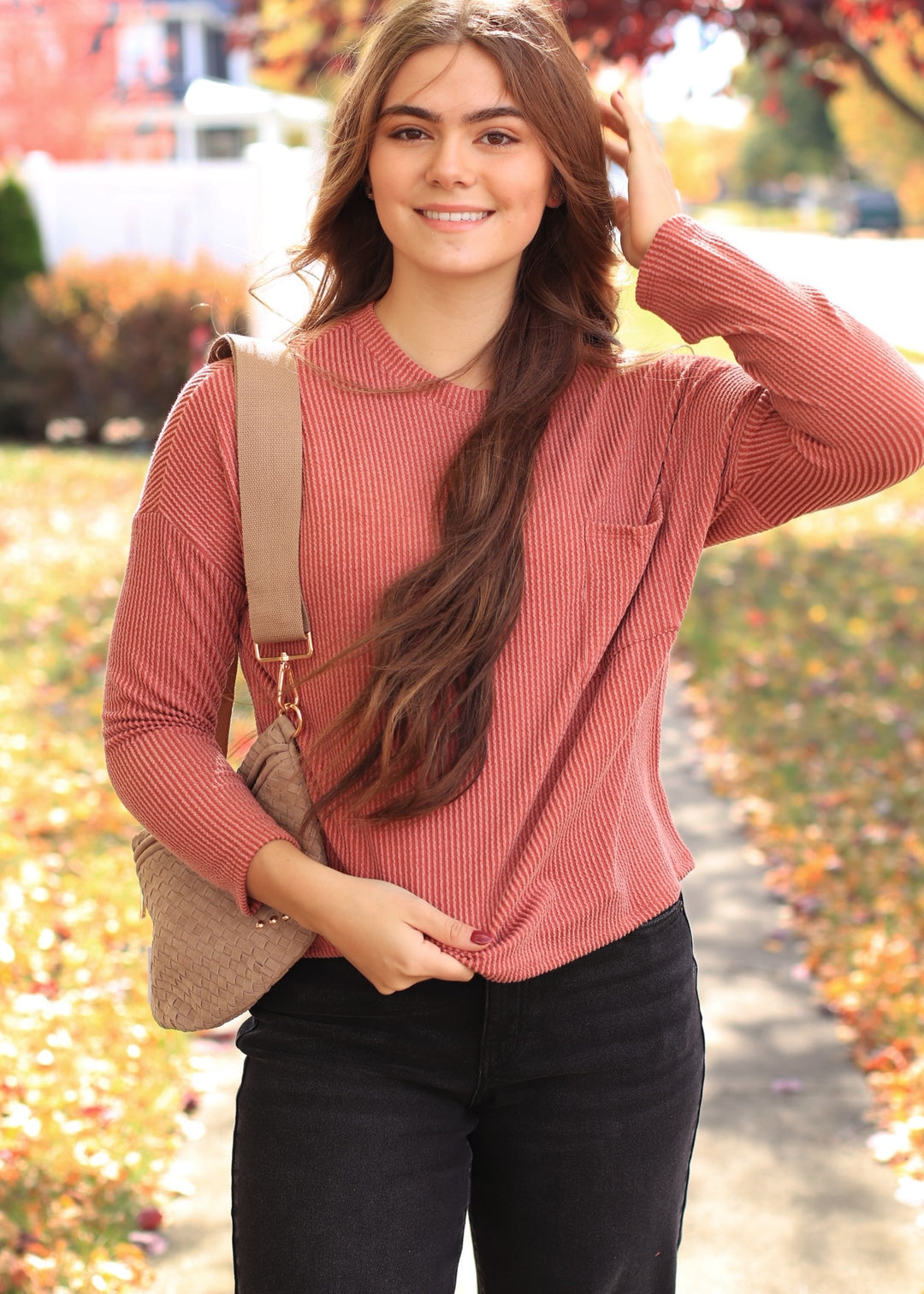The Routine Ribbed Top in Rust