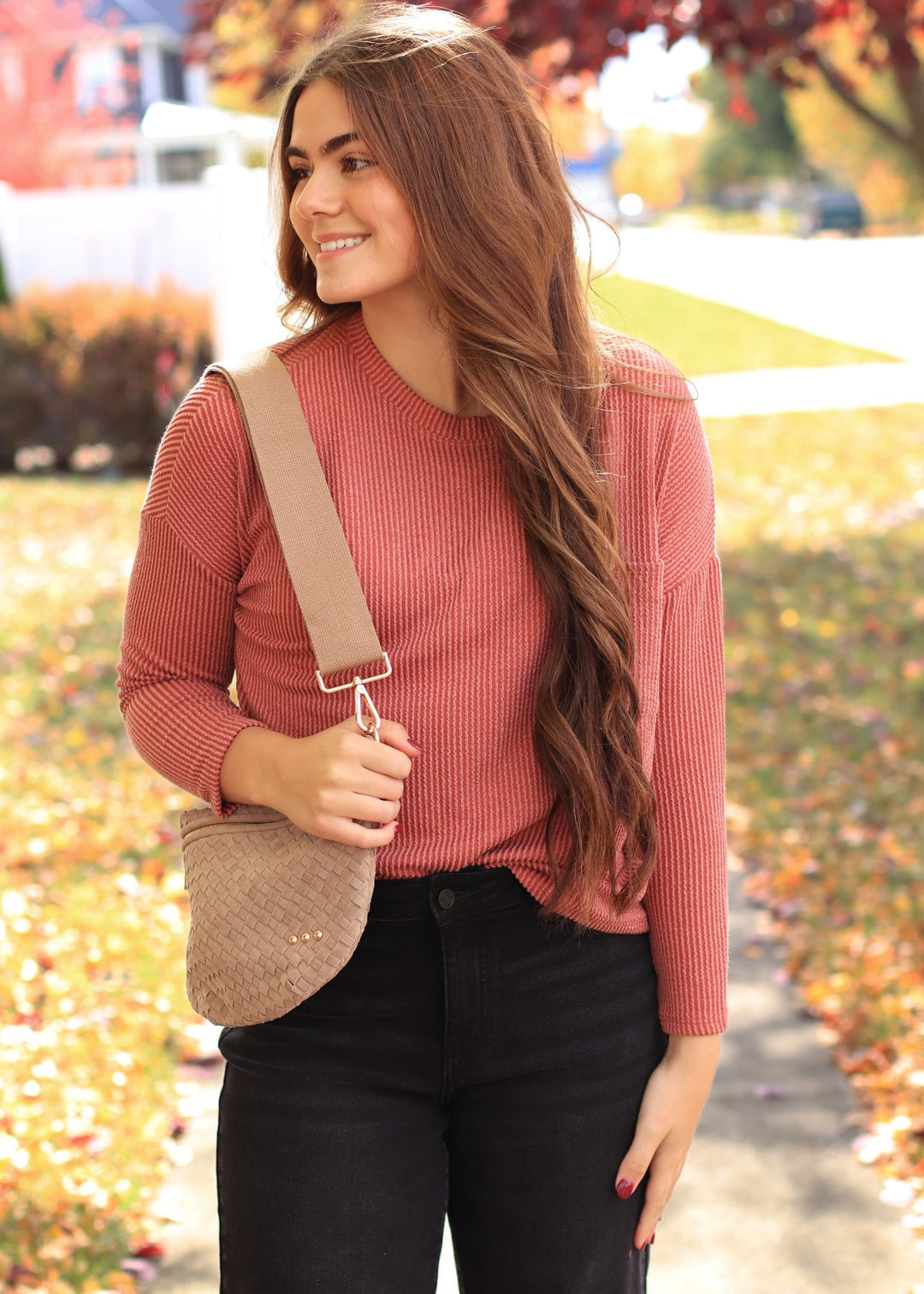 The Routine Ribbed Top in Rust