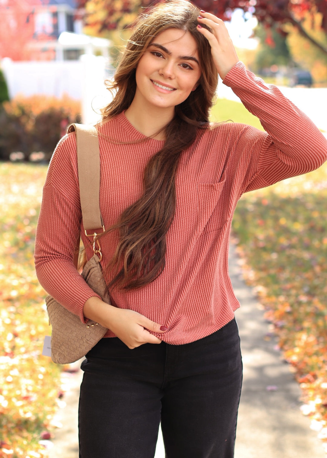 The Routine Ribbed Top in Rust
