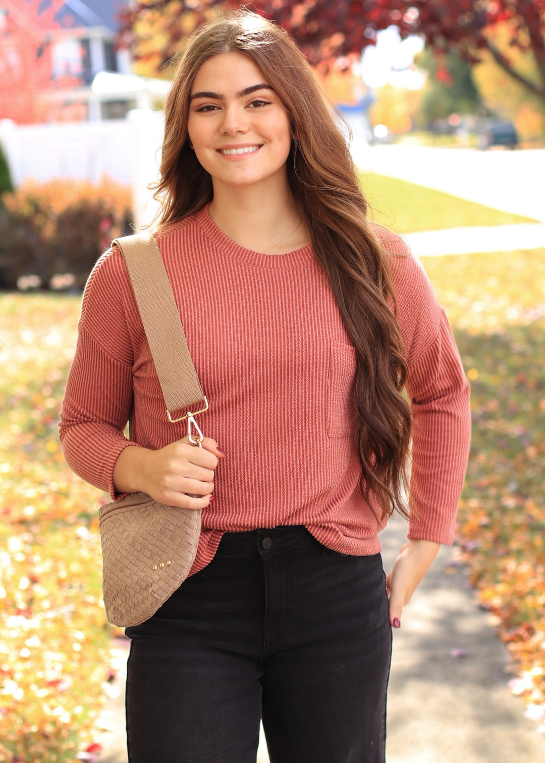 The Routine Ribbed Top in Rust