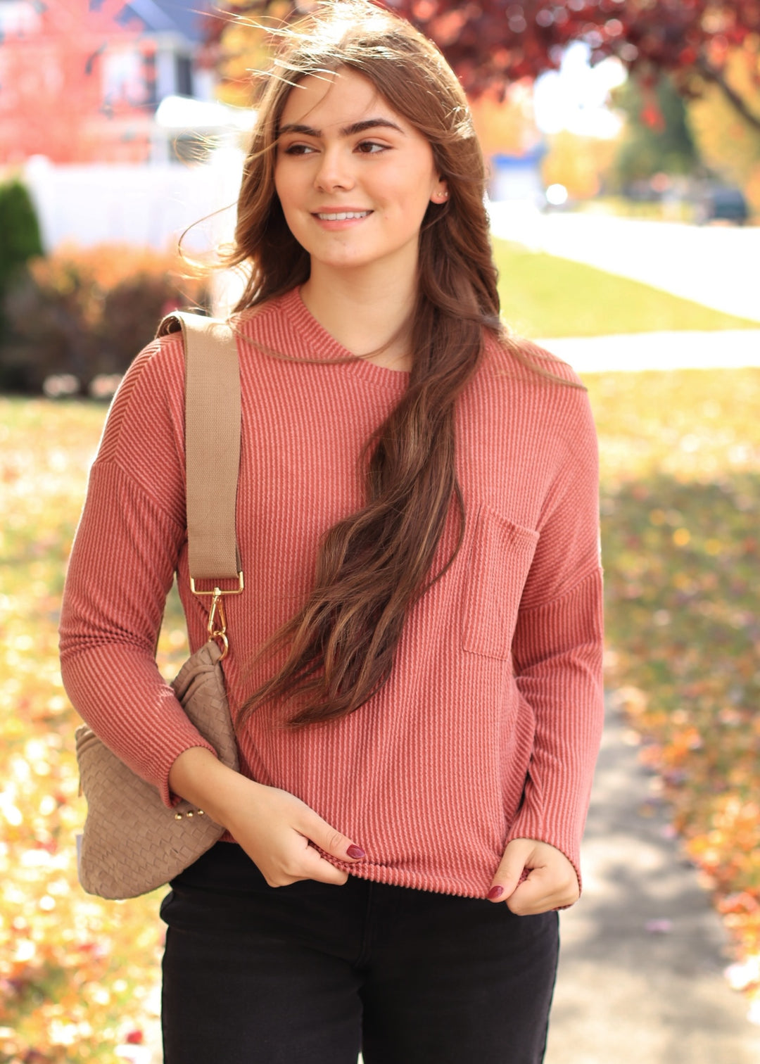 The Routine Ribbed Top in Rust