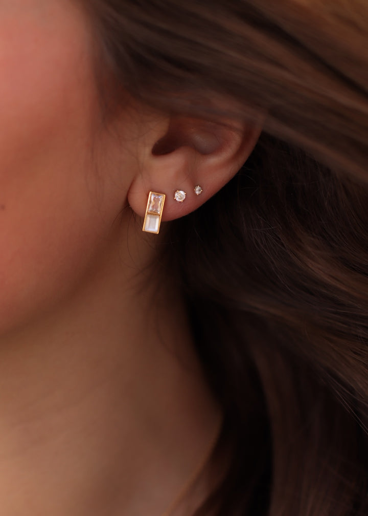 Mini Rectangle Rhinestone Stud Earrings