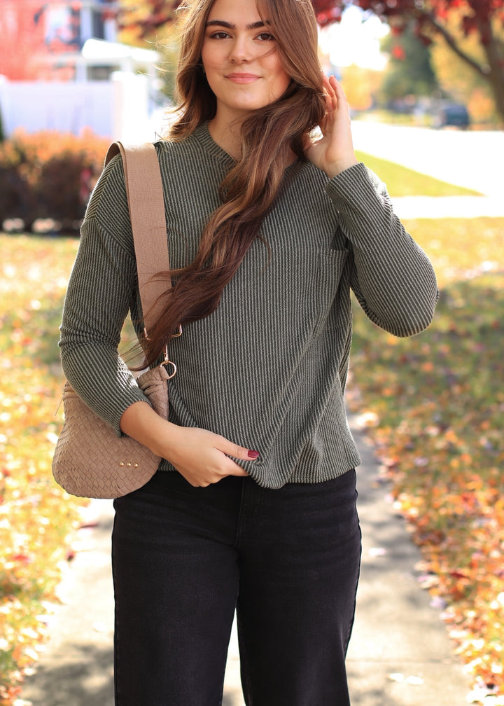 The Routine Ribbed Top in Olive