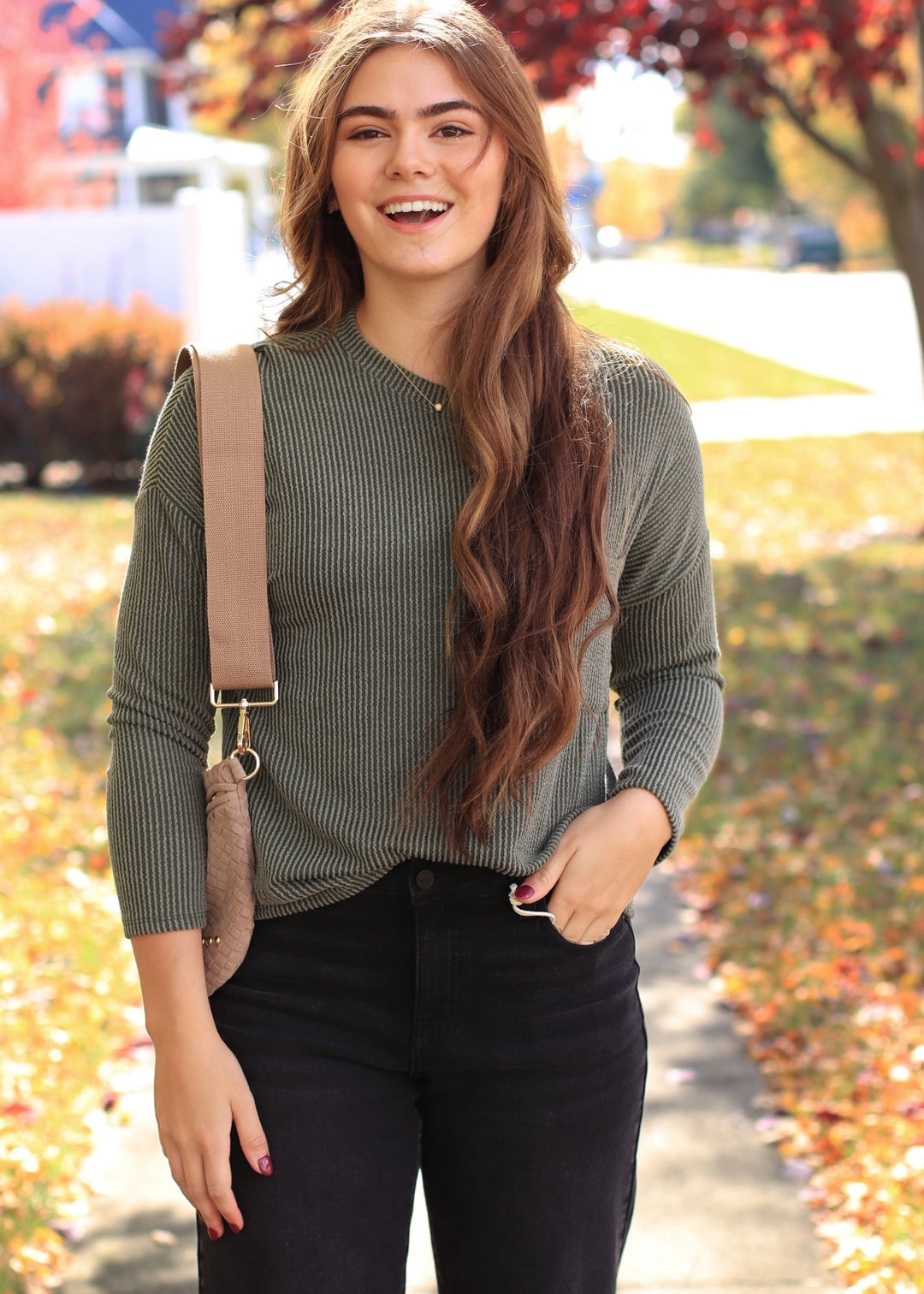 The Routine Ribbed Top in Olive