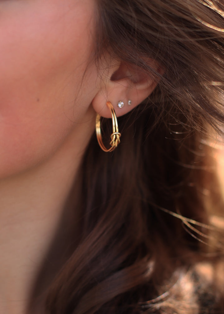 Gold Dipped Knotted Wire Hoop Earrings