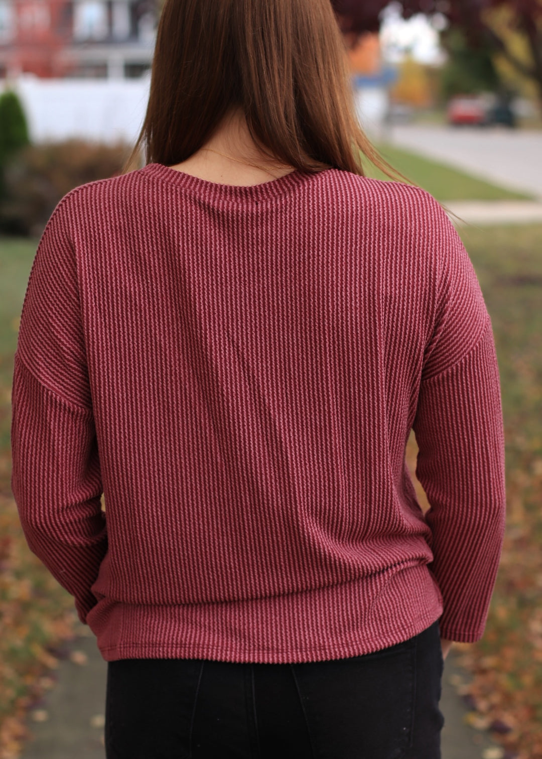 The Routine Ribbed Top in Dark Wine