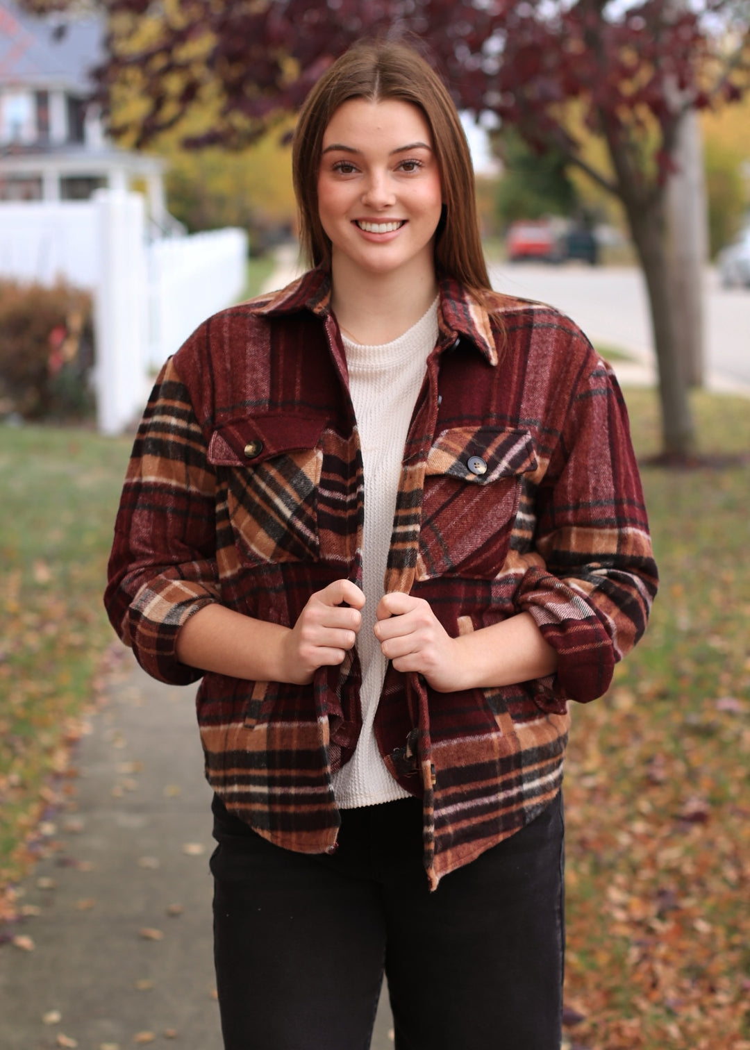 DOORBUSTER The Maple Lane Shacket 🍂 Burgundy/Taupe