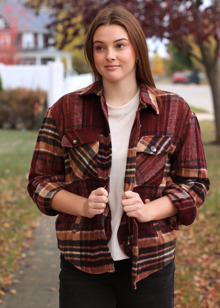 DOORBUSTER The Maple Lane Shacket 🍂 Burgundy/Taupe