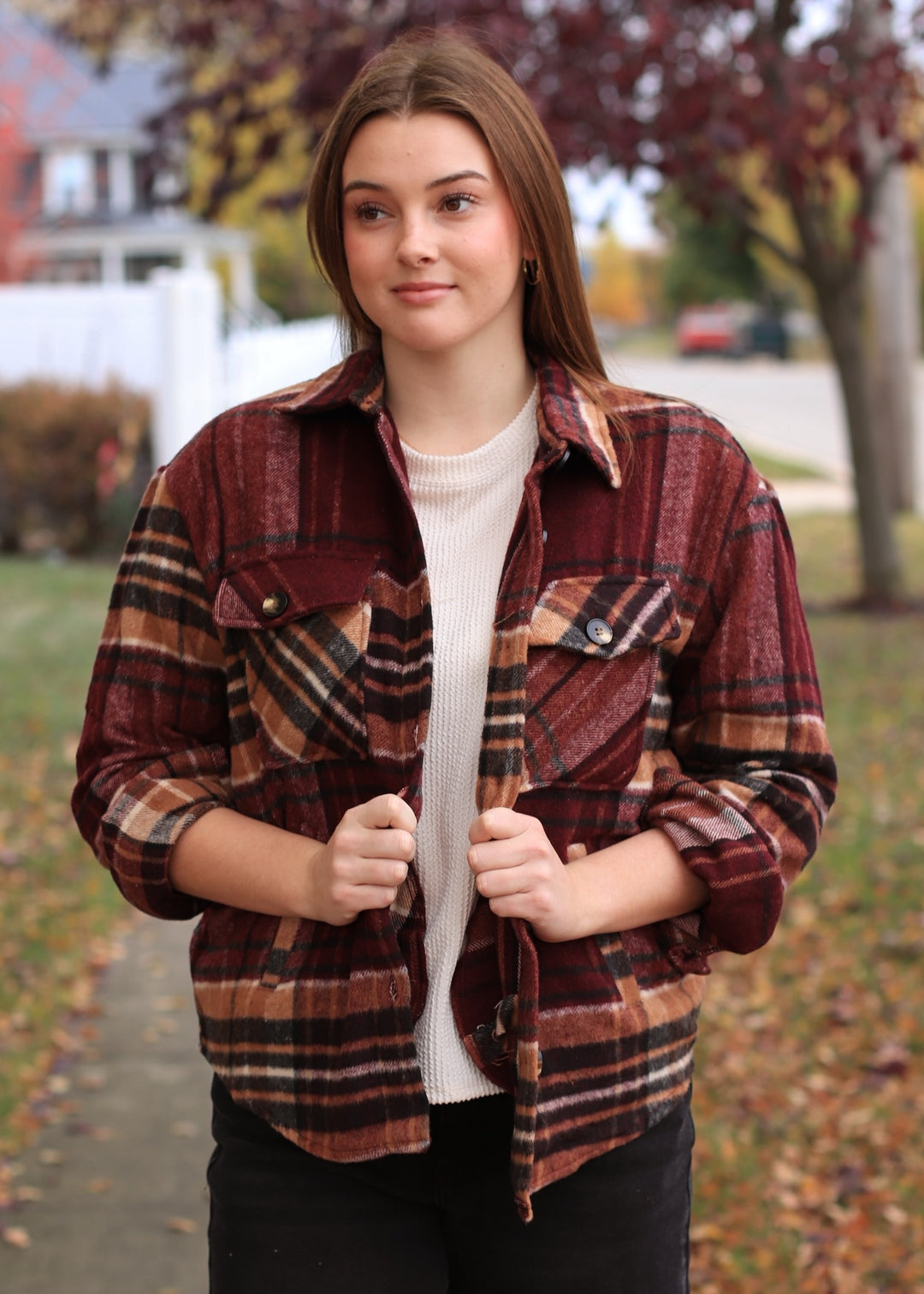DOORBUSTER The Maple Lane Shacket 🍂 Burgundy/Taupe