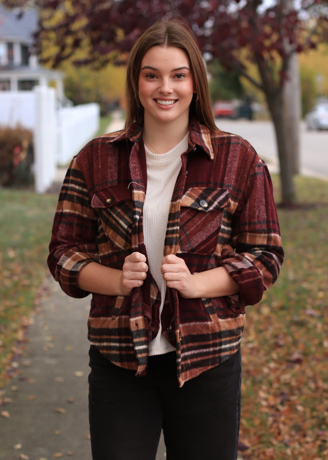 DOORBUSTER The Maple Lane Shacket 🍂 Burgundy/Taupe