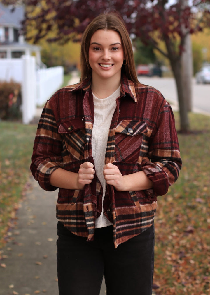 DOORBUSTER The Maple Lane Shacket 🍂 Burgundy/Taupe