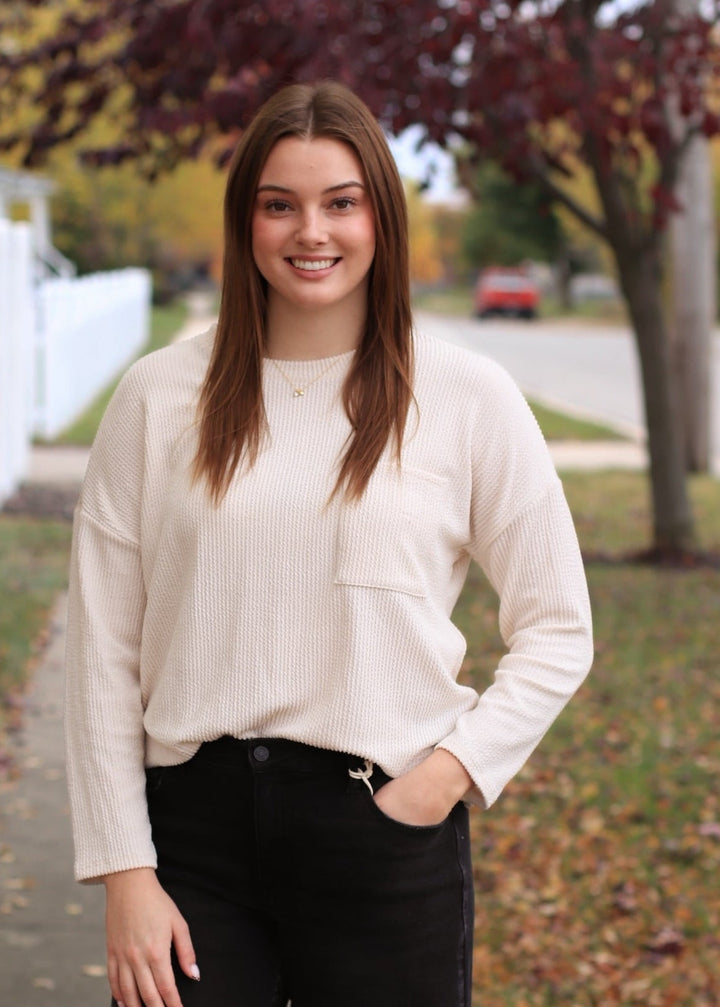 The Routine Ribbed Top in Cream