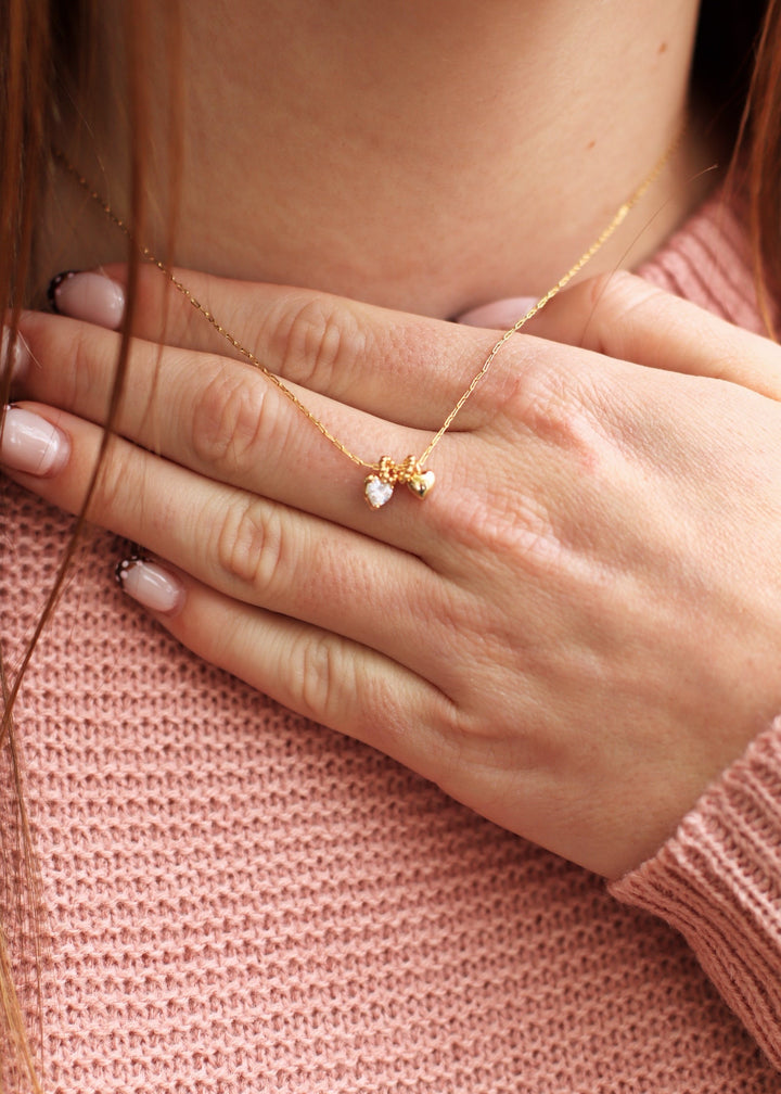 Heart And Cross Charms Chain Necklace