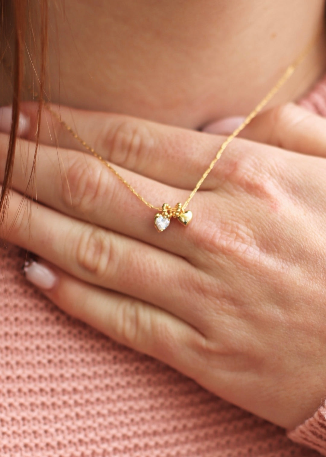 Heart And Cross Charms Chain Necklace