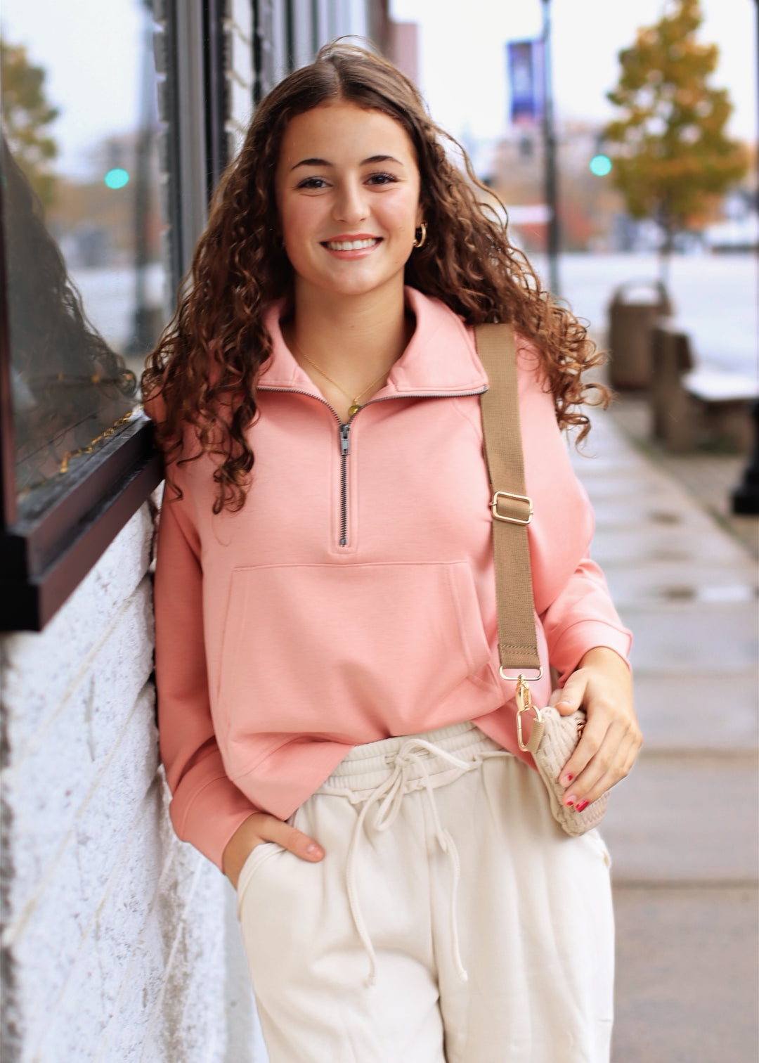 DOORBUSTER  The Jet Set Pullover in Tan Rose