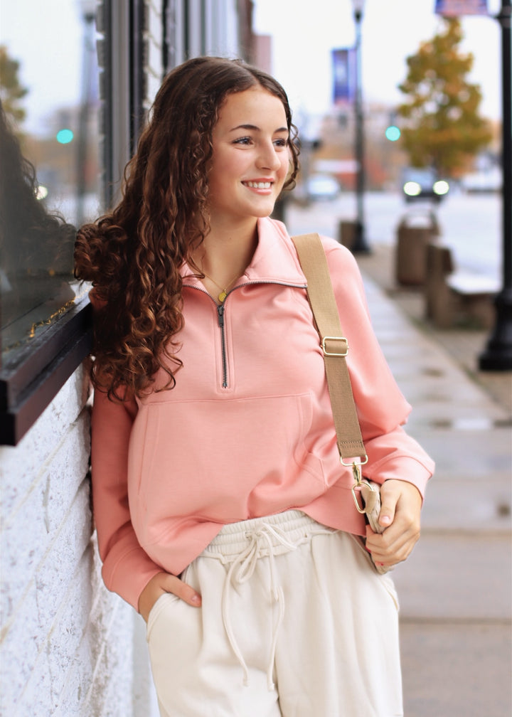 DOORBUSTER  The Jet Set Pullover in Tan Rose