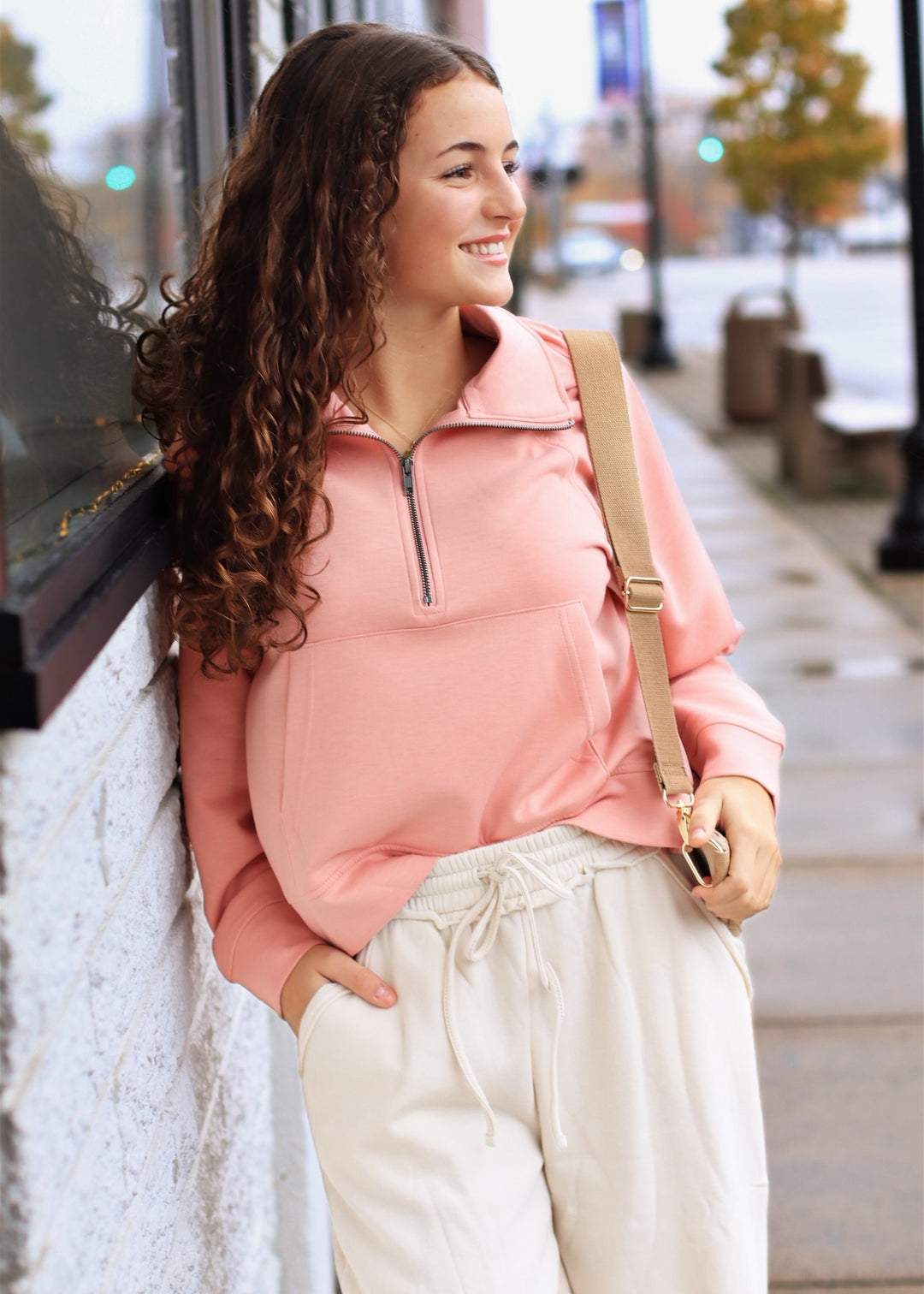 DOORBUSTER  The Jet Set Pullover in Tan Rose