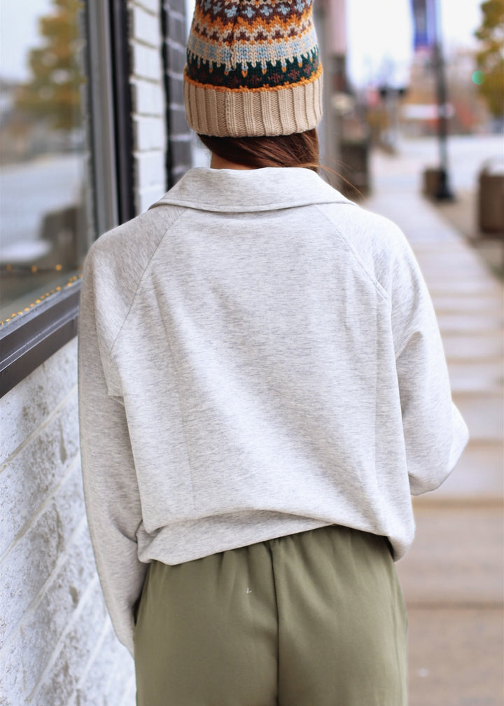 DOORBUSTER  The Jet Set Pullover in Heather Grey