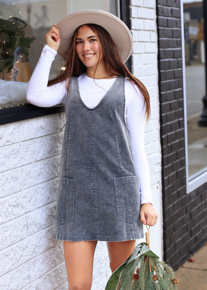 Snow Wash Corduroy Pinafore Dress