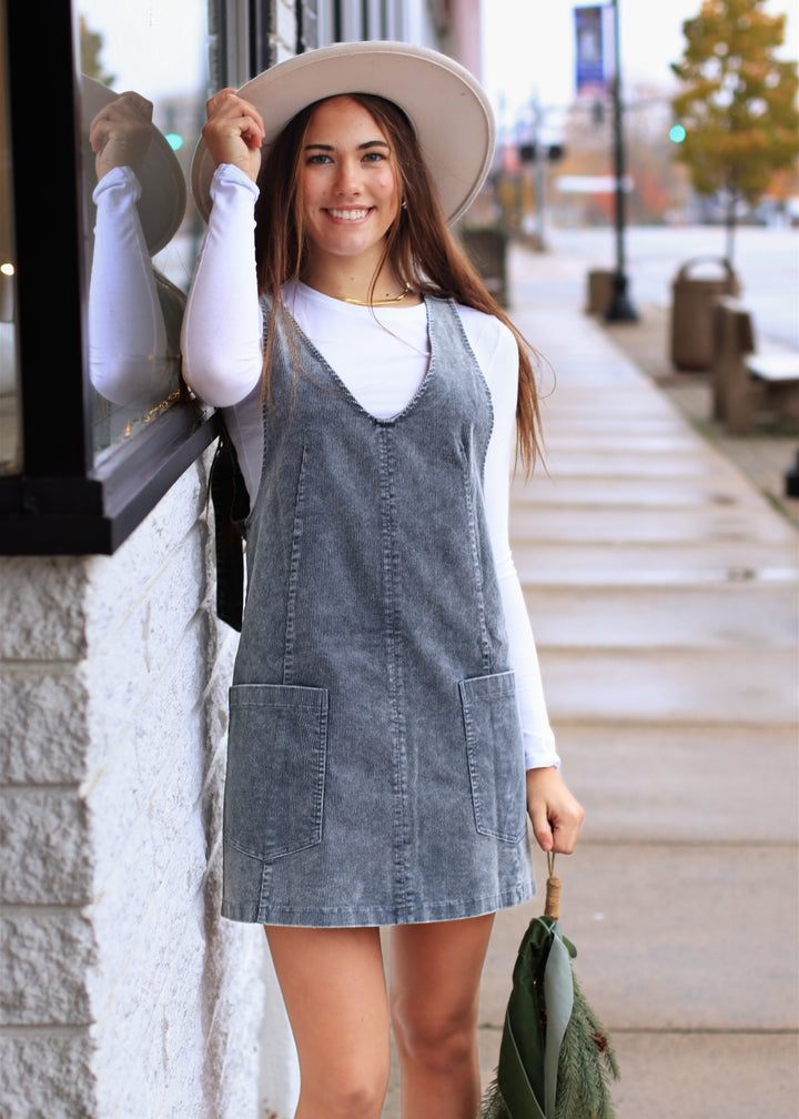 Snow Wash Corduroy Pinafore Dress