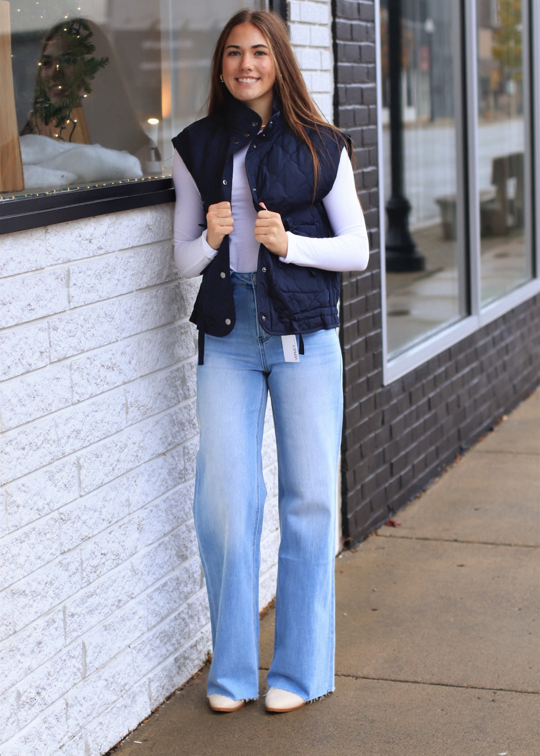 The Alpine Tie Puffer Vest in Navy