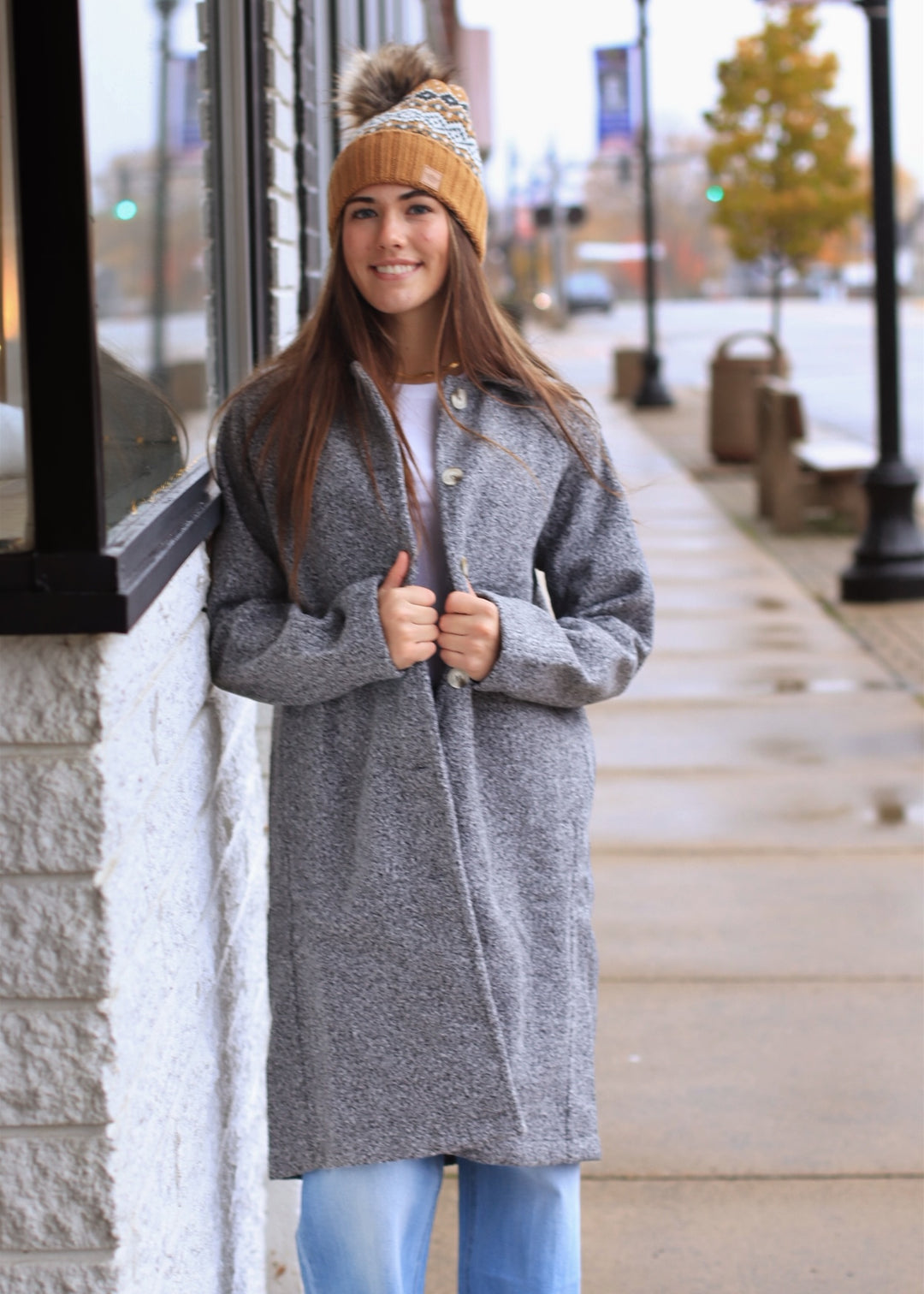 Charcoal Teddy Button-Down Coat
