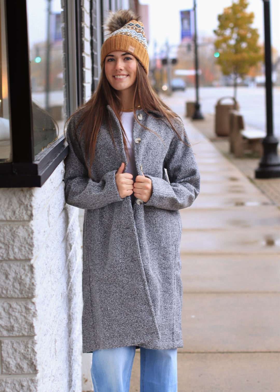 Charcoal Teddy Button-Down Coat