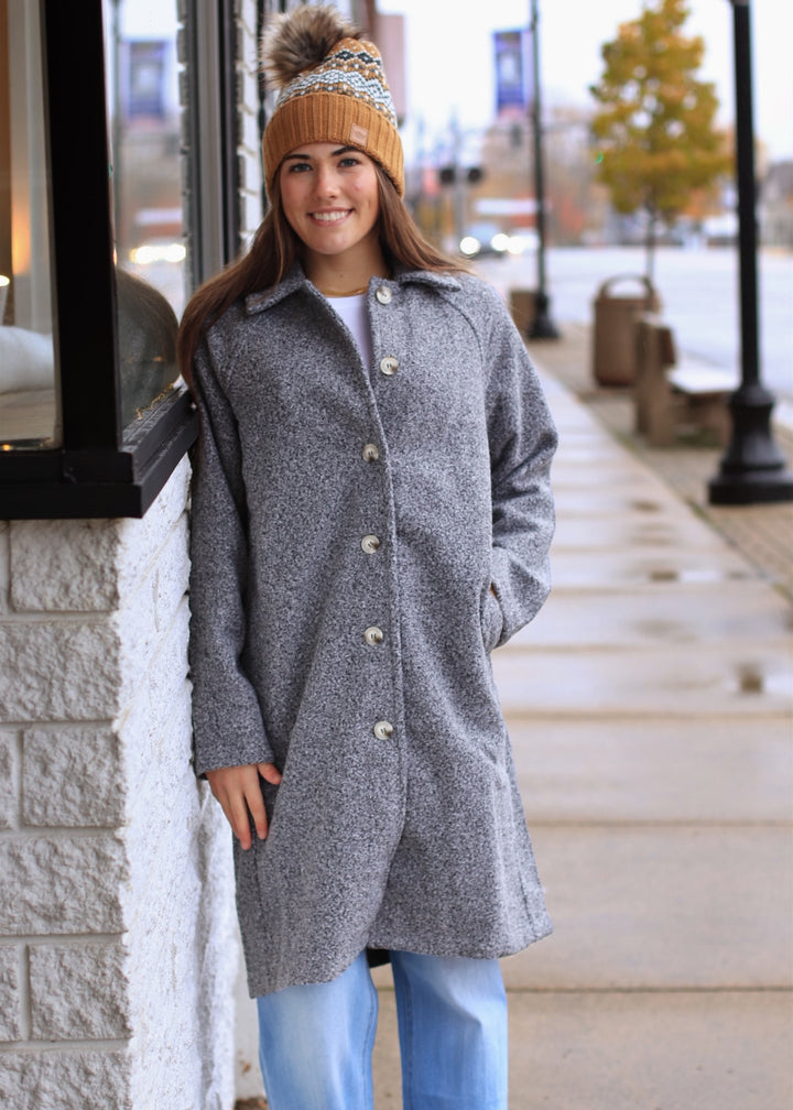 Charcoal Teddy Button-Down Coat