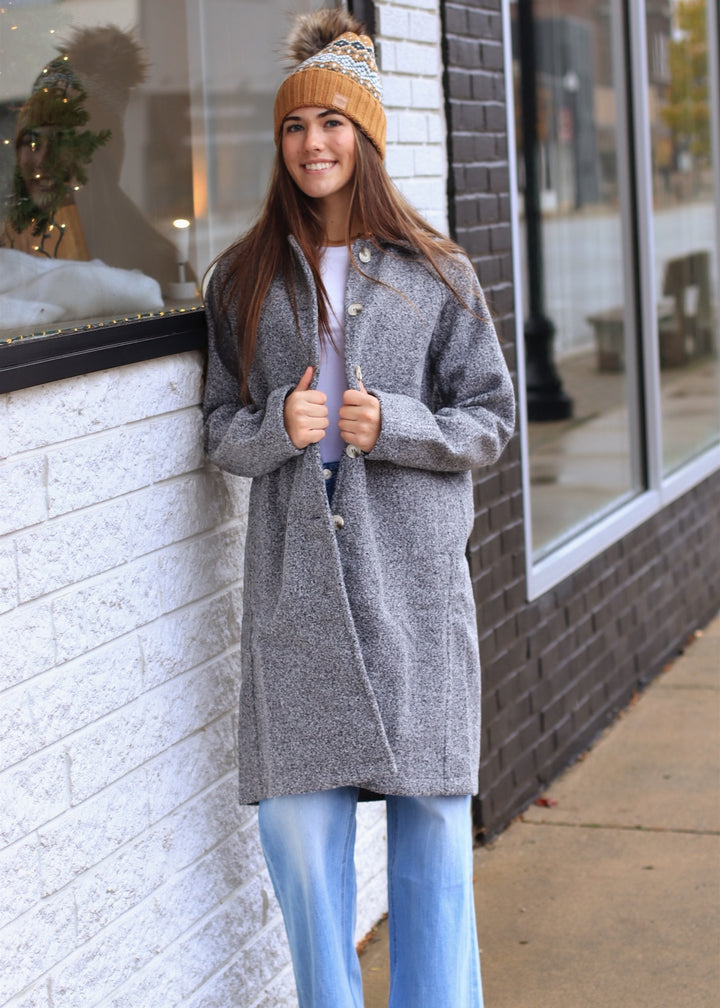 Charcoal Teddy Button-Down Coat