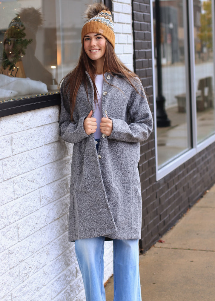 Charcoal Teddy Button-Down Coat